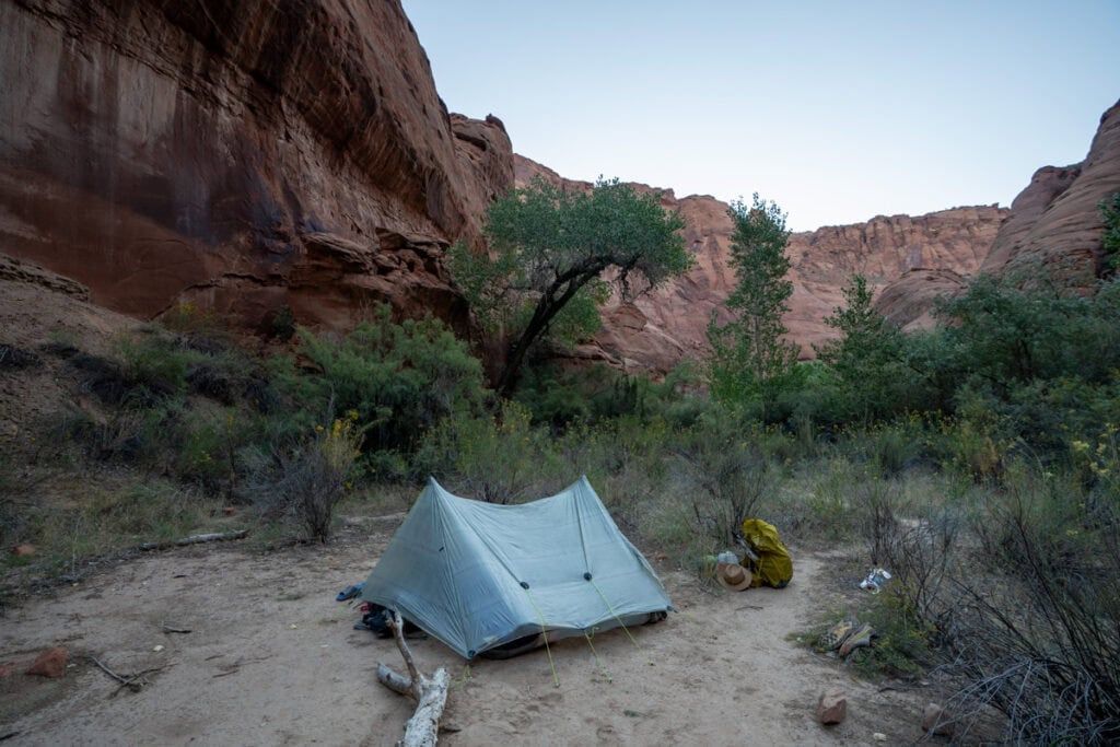 Zpacks Triplex tent set up in Paria Canyon