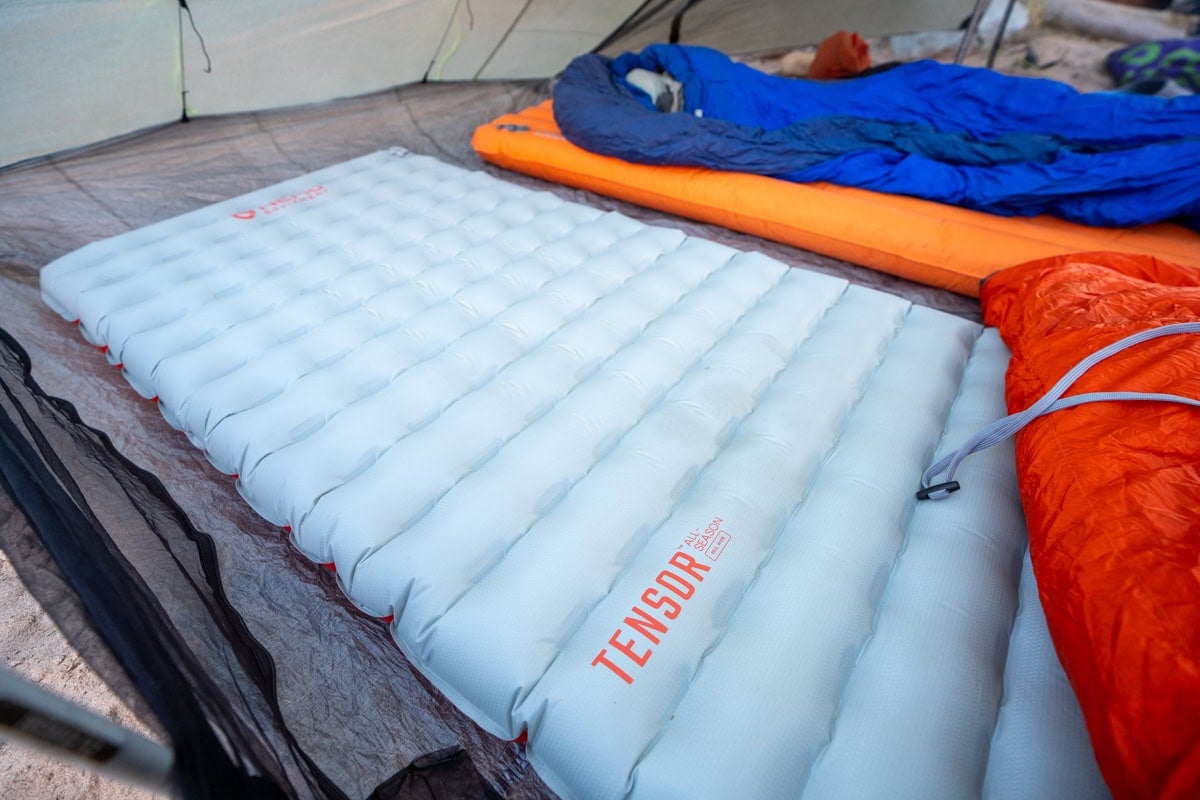 sleeping bags in tent